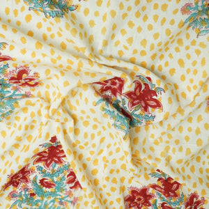 Orange Handblock Print Cotton Fabric DH-29445 - TradeUNO