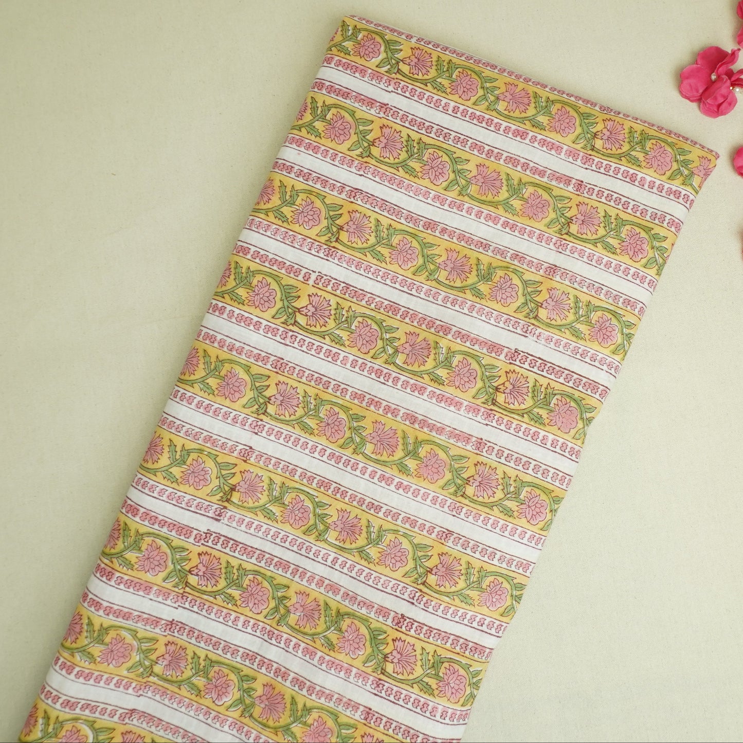 Mustard Handblock Print Cotton Fabric DH-29435