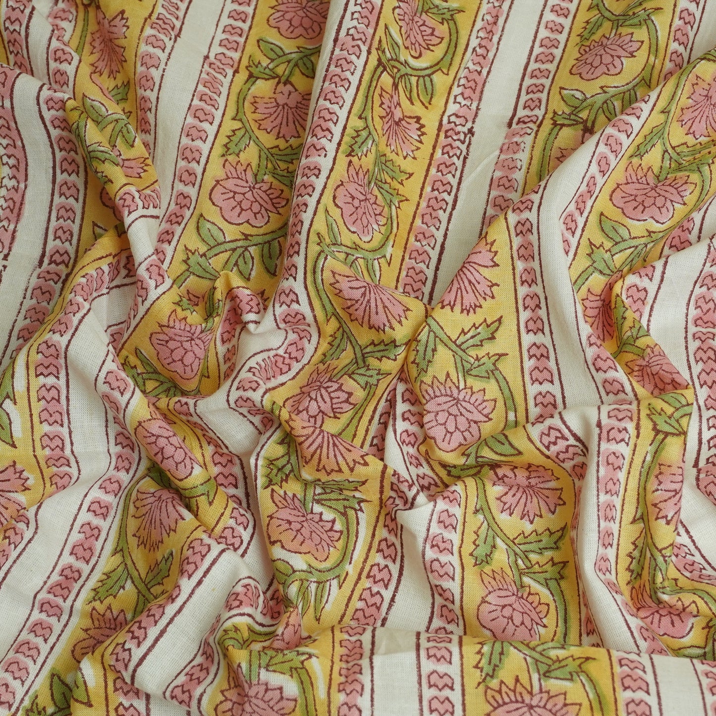Mustard Handblock Print Cotton Fabric DH-29435