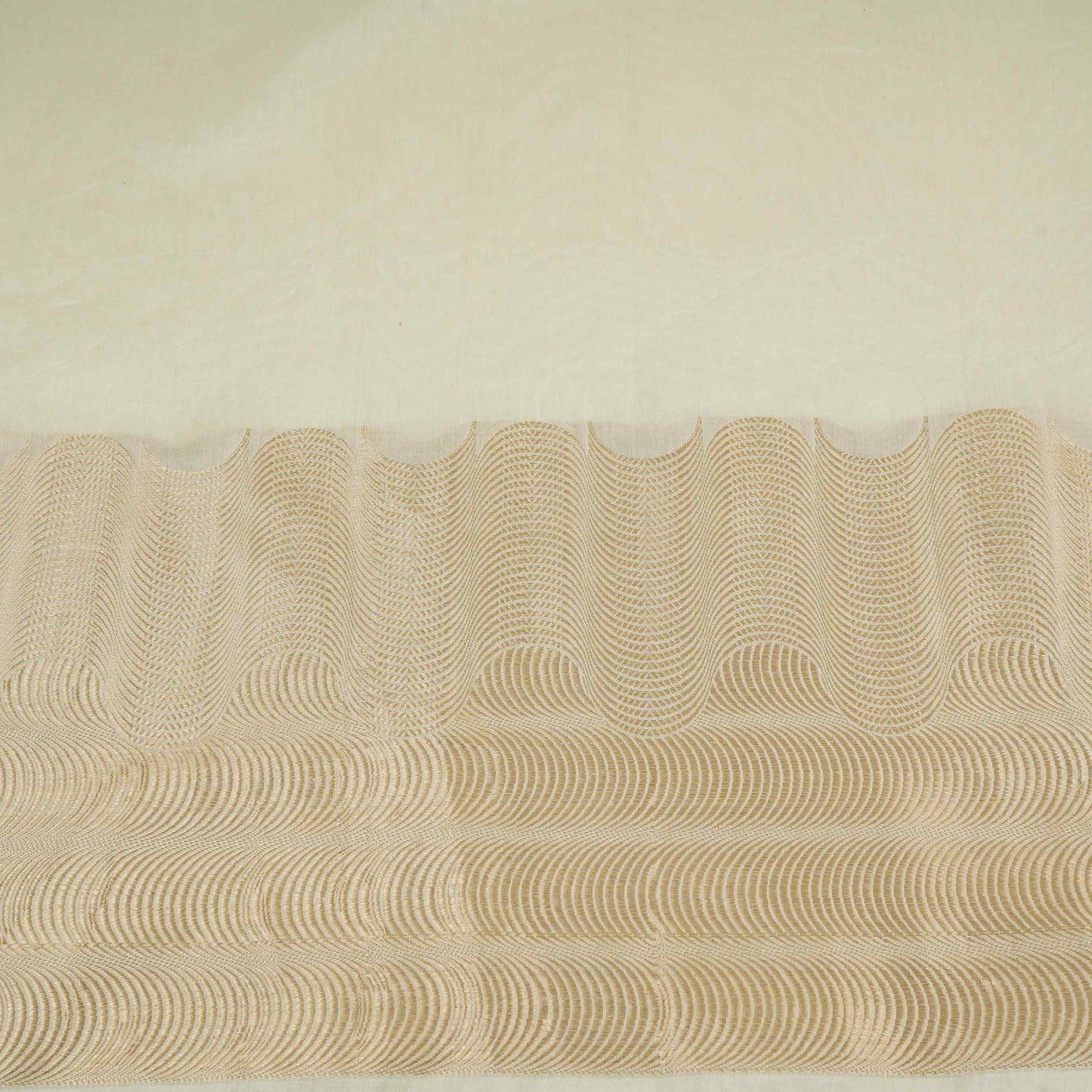 White Dyeable Border Work Chanderi Fabric CW-32507
