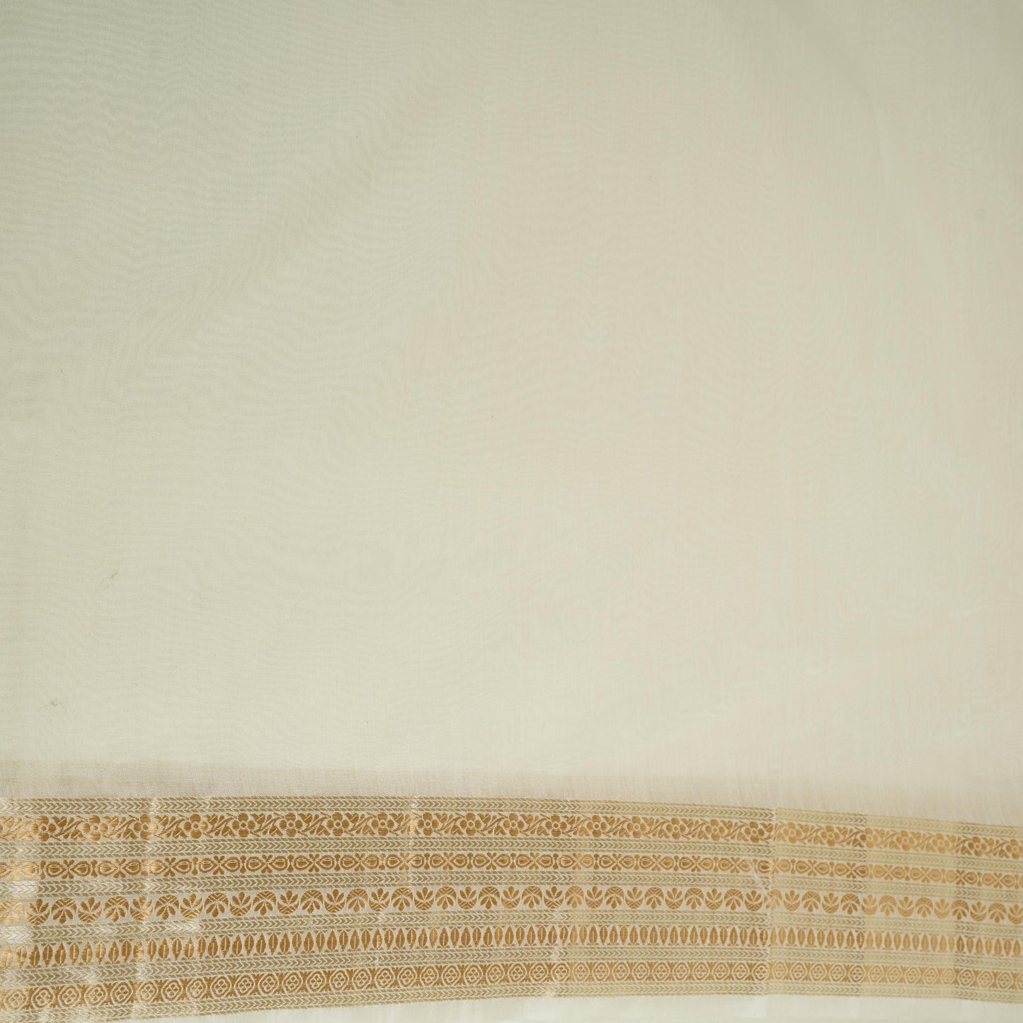 White Dyeable Border Work Chanderi Fabric CW-32506