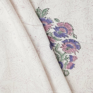 Off White Handblock Print Cotton Fabric DH-29425 - TradeUNO