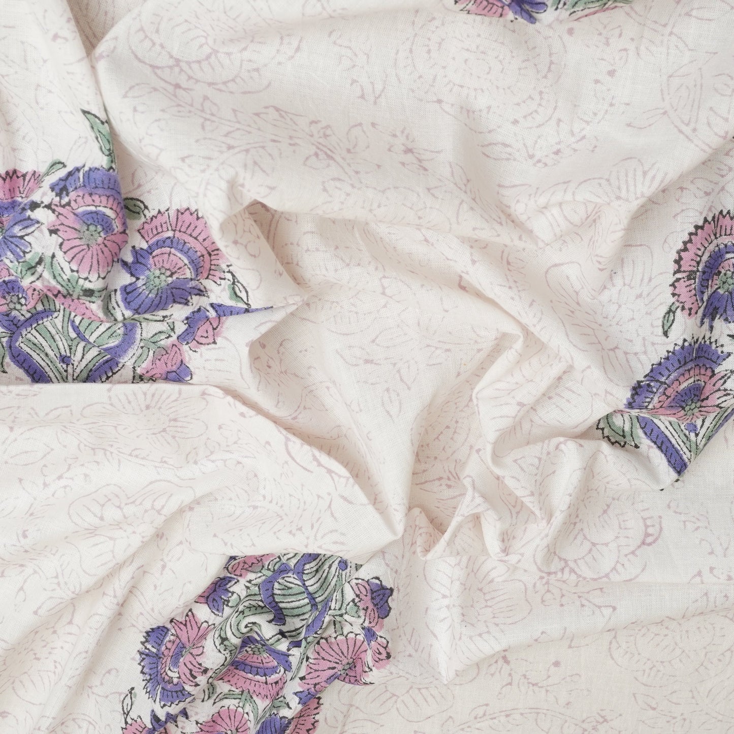 Off White Handblock Print Cotton Fabric DH-29425