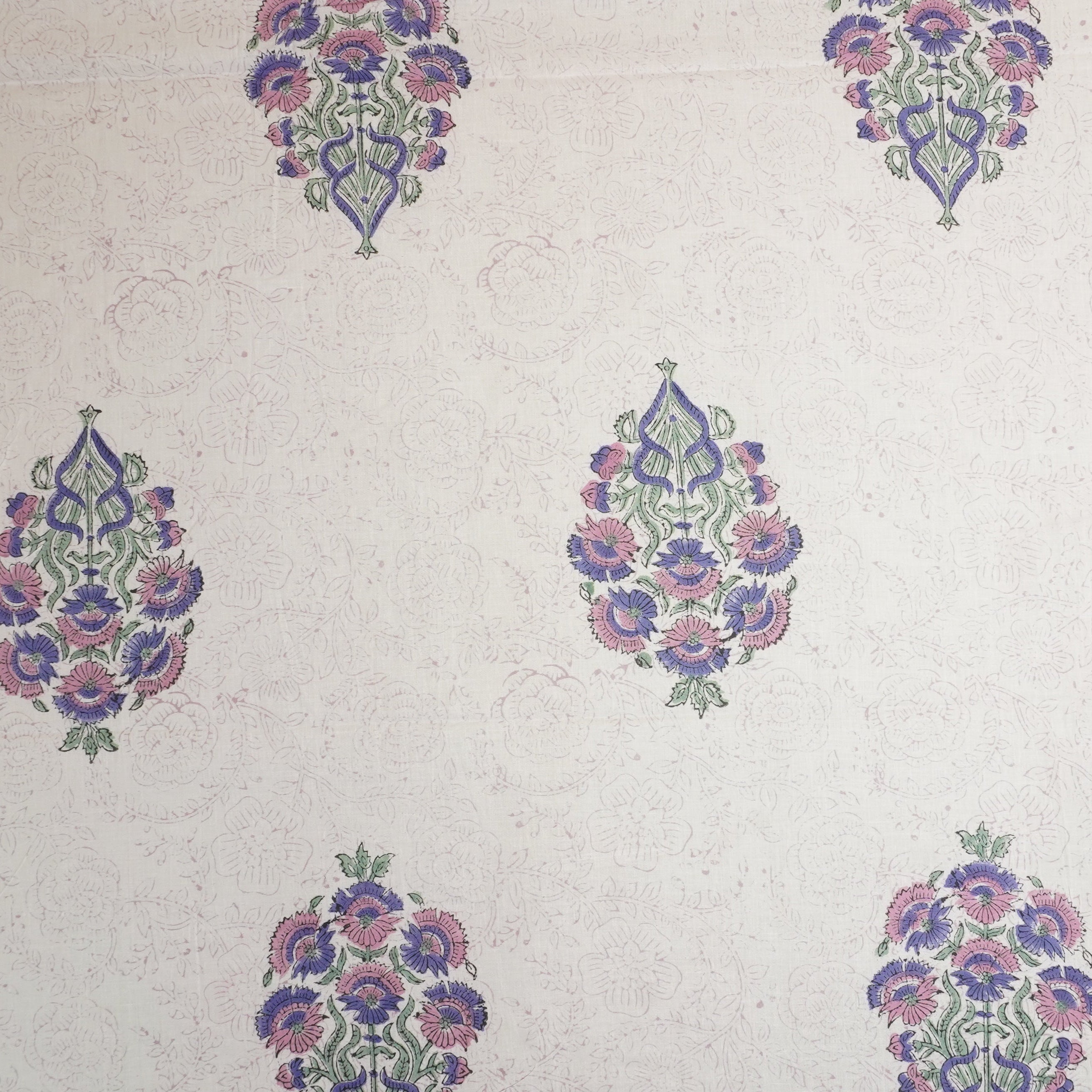 Off White Handblock Print Cotton Fabric DH-29425 - TradeUNO