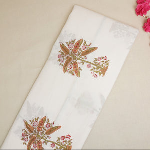 Off White Handblock Print Cotton Fabric DH-29426 - TradeUNO