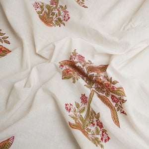 Off White Handblock Print Cotton Fabric DH-29426 - TradeUNO