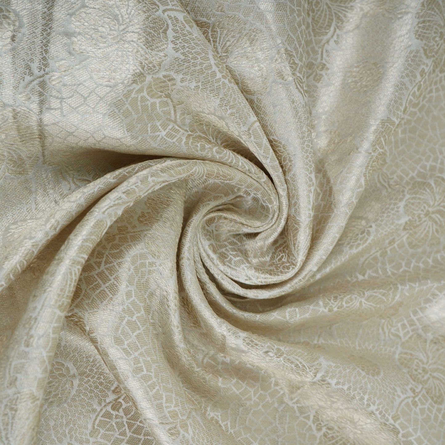 Off White With Silver Zari Jaal Dyeable Katan Brocade Fabric CW-32493