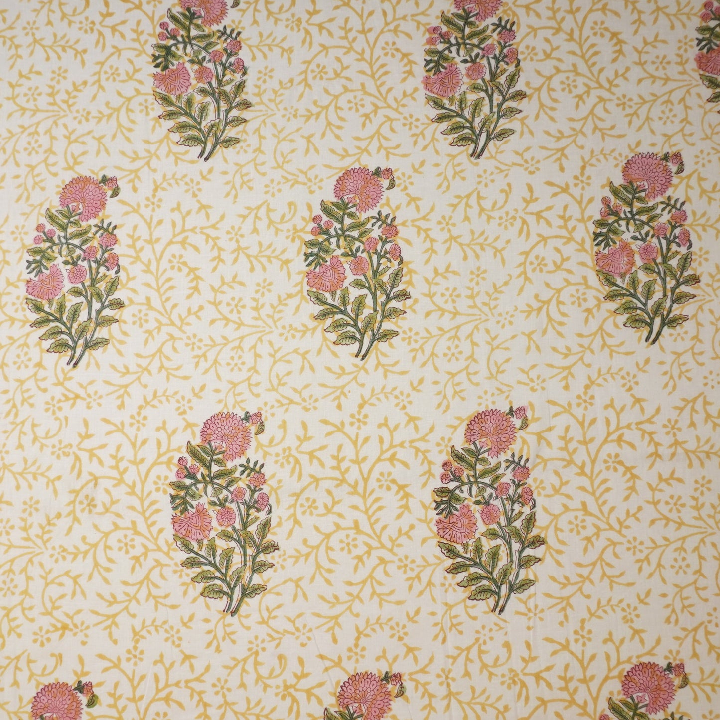Mustard Handblock Print Cotton Fabric DH-29434