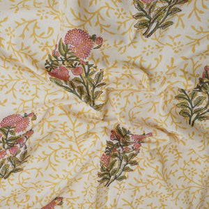Mustard Handblock Print Cotton Fabric DH-29434 - TradeUNO
