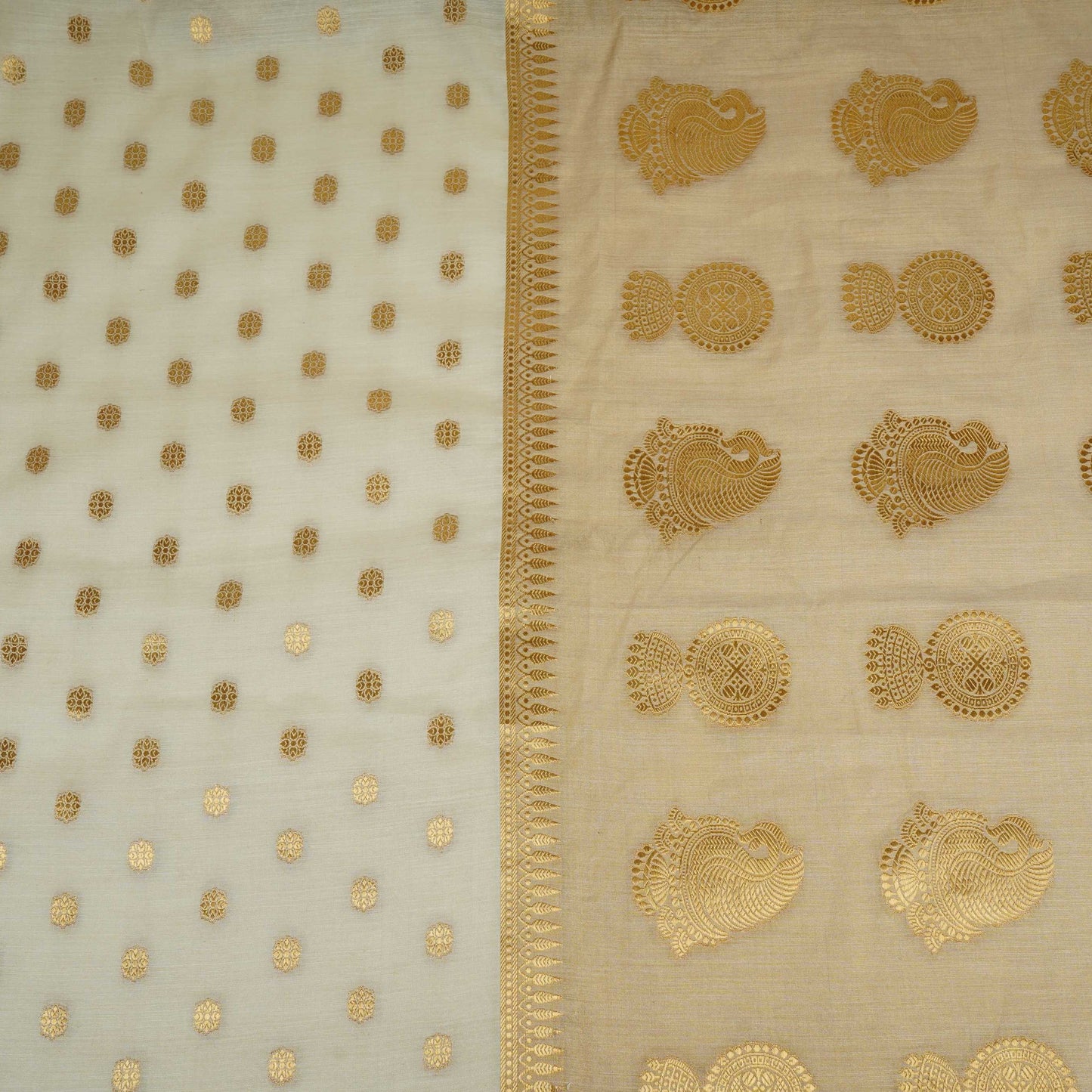 Golden Zari Buti Munga Silk SE-32865