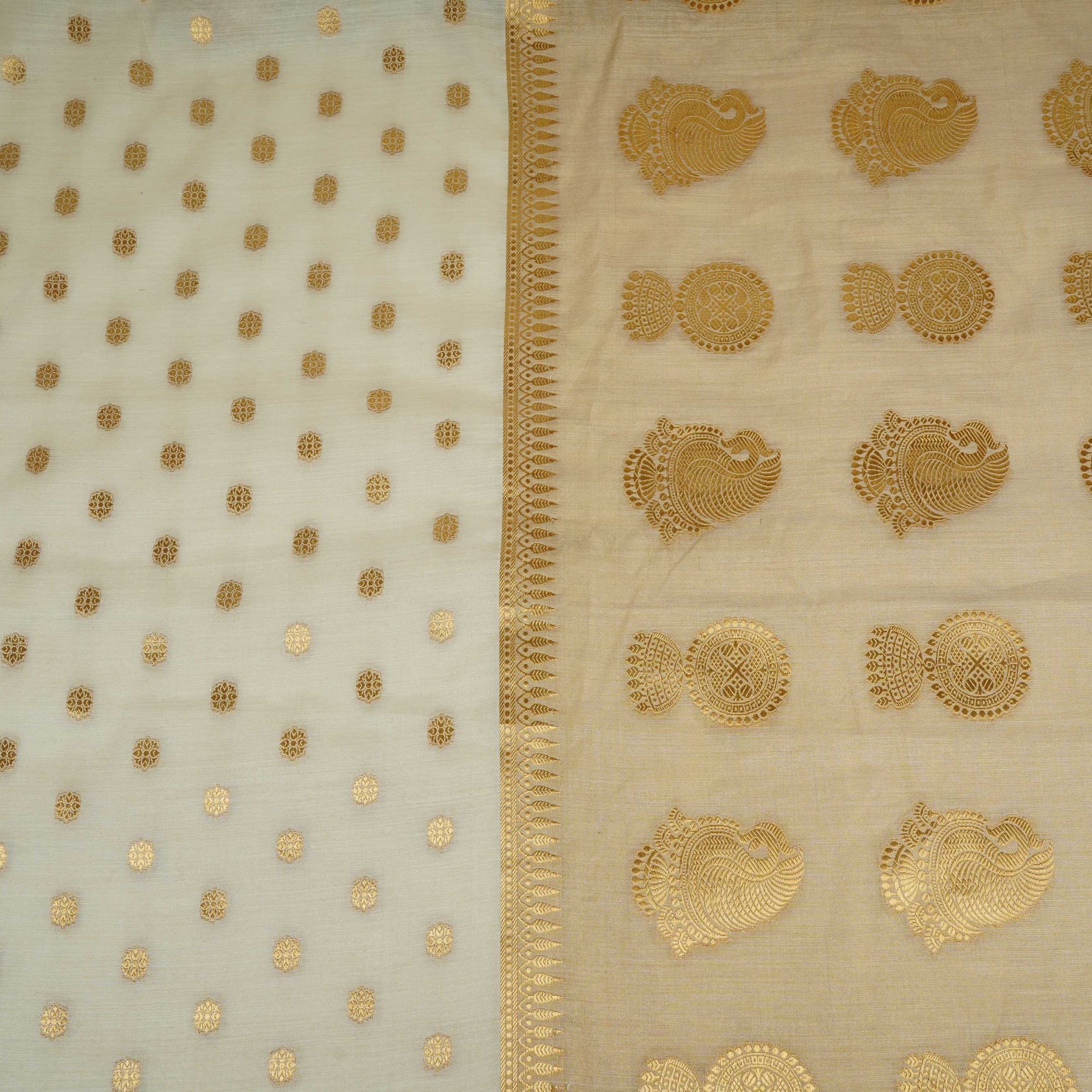 Golden Zari Buti Munga Silk SE-32865