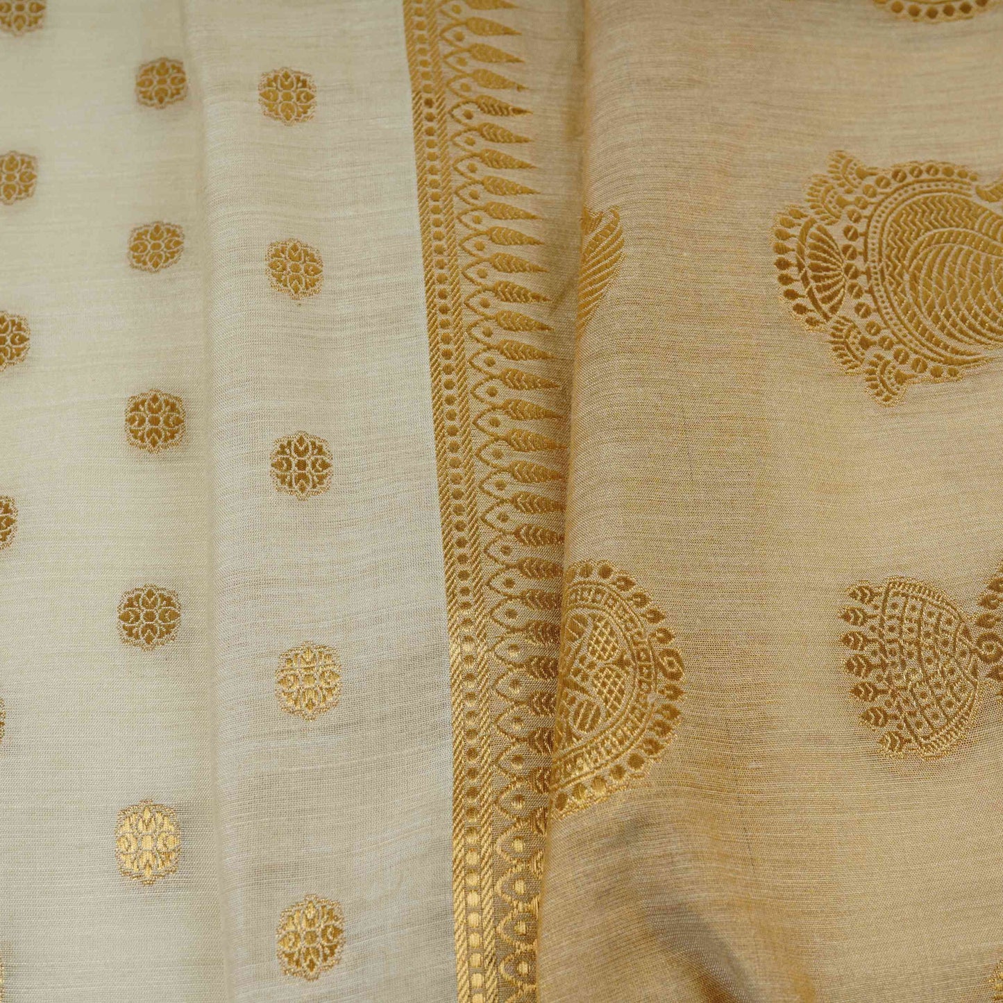 Golden Zari Buti Munga Silk SE-32865
