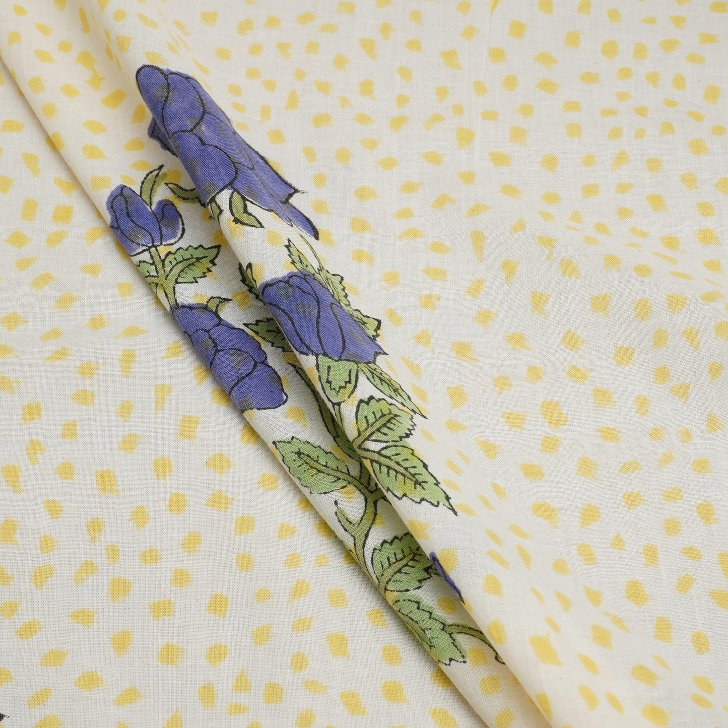 Yellow Handblock Print Cotton Fabric DH-29441