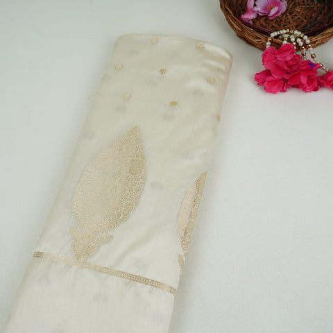 Off White Buti With Border Pure Chiniya Silk SE-32861