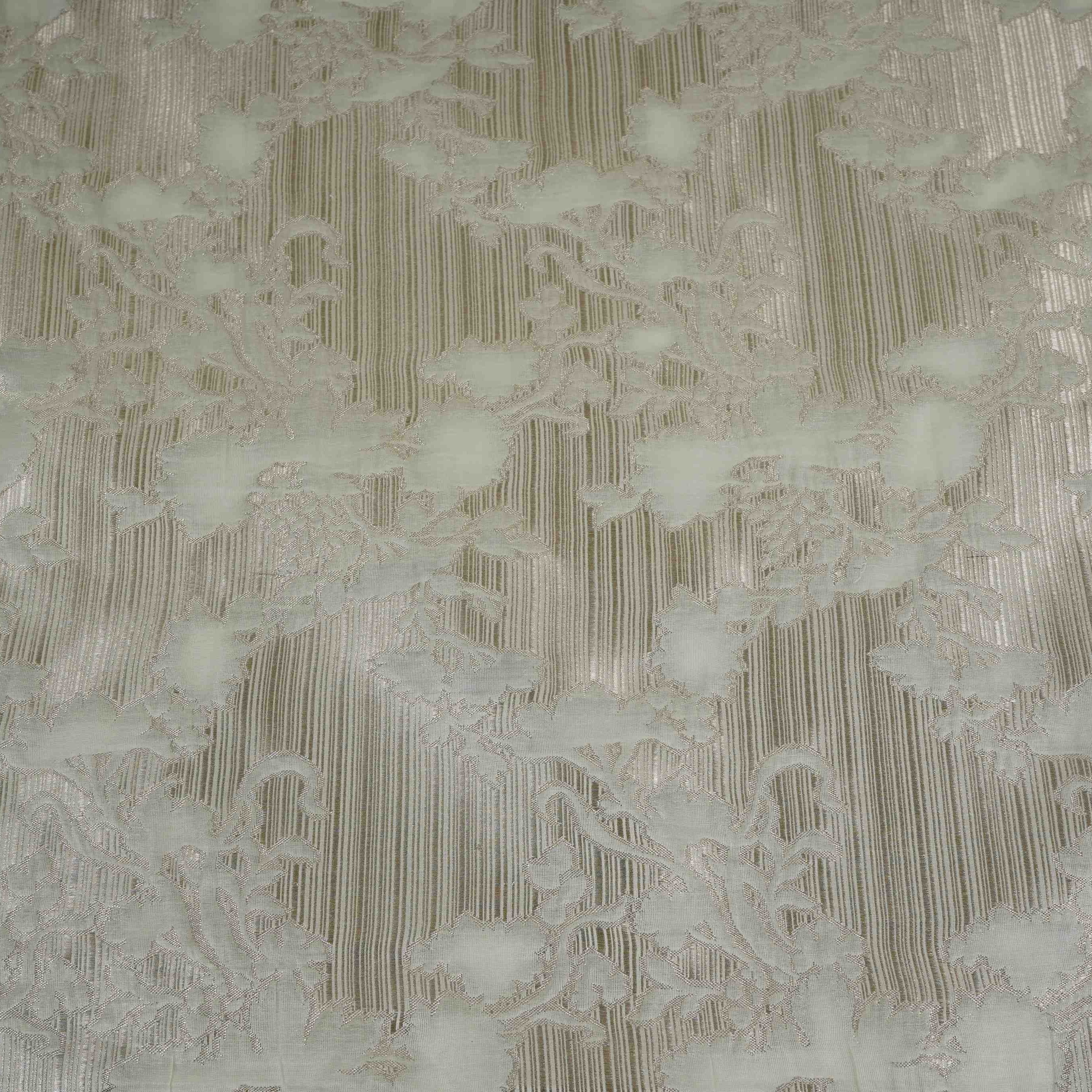 Off White Floral Jacquard Pure Chiniya Silk SE-32860