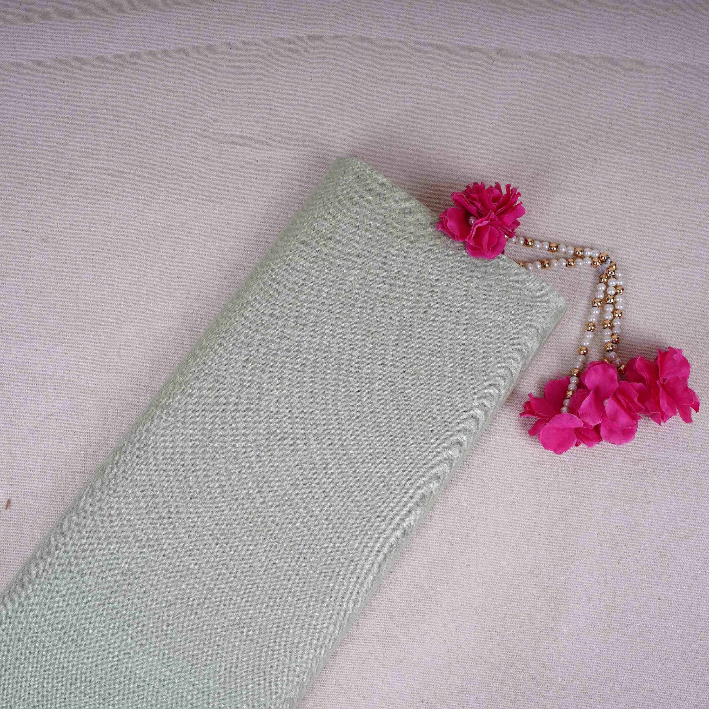 Olive Green Solid Pure Linen 60 Lea Fabric UT-30488 - TradeUNO