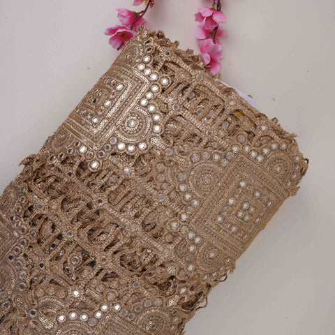 Golden cutwork sequins cutdana Net Fabric AC-31124