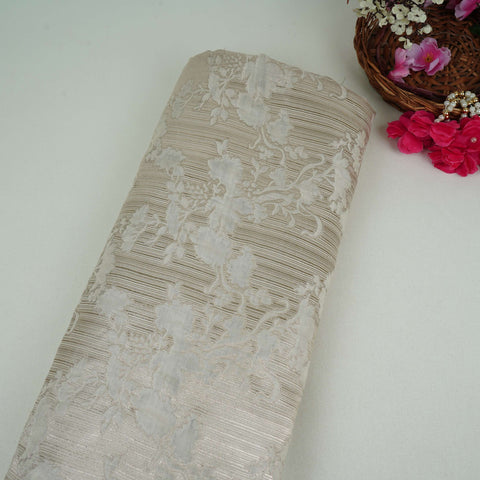 Off White Floral Jacquard Pure Chiniya Silk SE-32860
