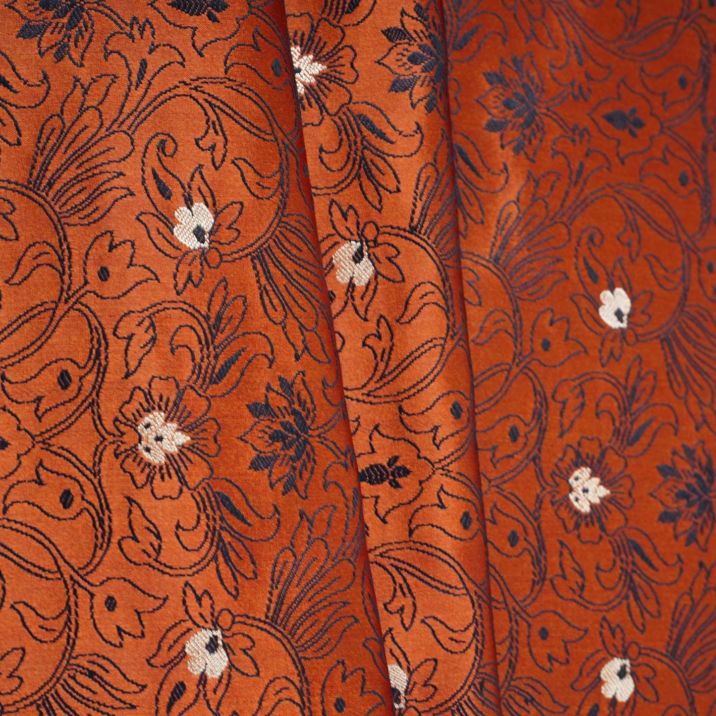 Brown Zari Booti Tanchoi Silk Fabric HMSS-32758