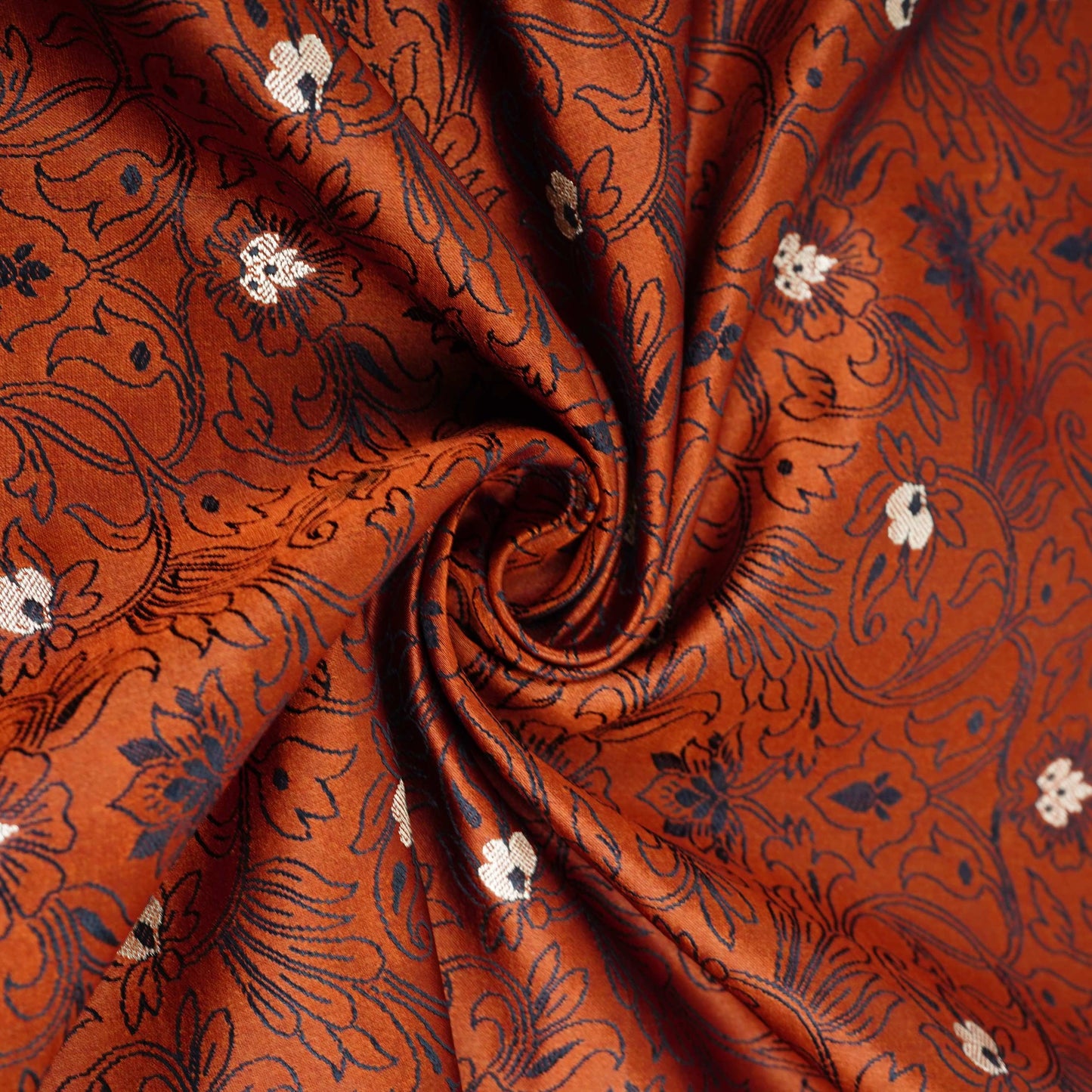 Brown Zari Booti Tanchoi Silk Fabric HMSS-32758