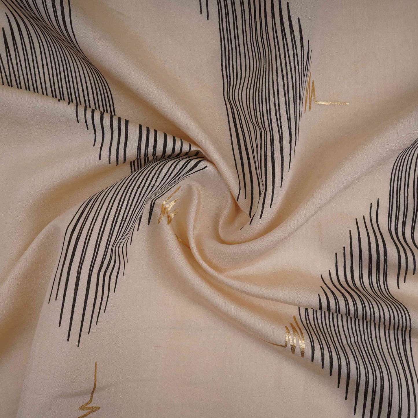 Cream Foil Abstract print Eri Cotton Fabric MTFG-31068