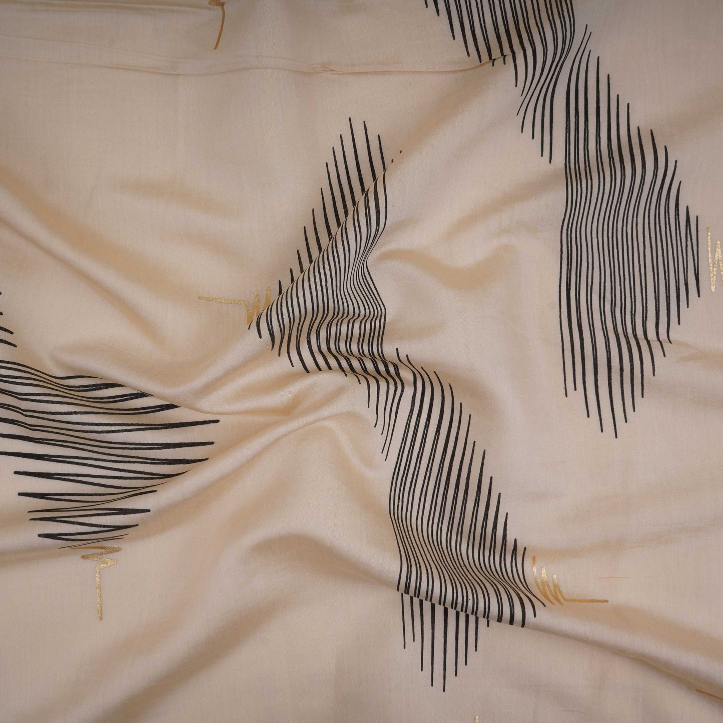 Cream Foil Abstract print Eri Cotton Fabric MTFG-31068