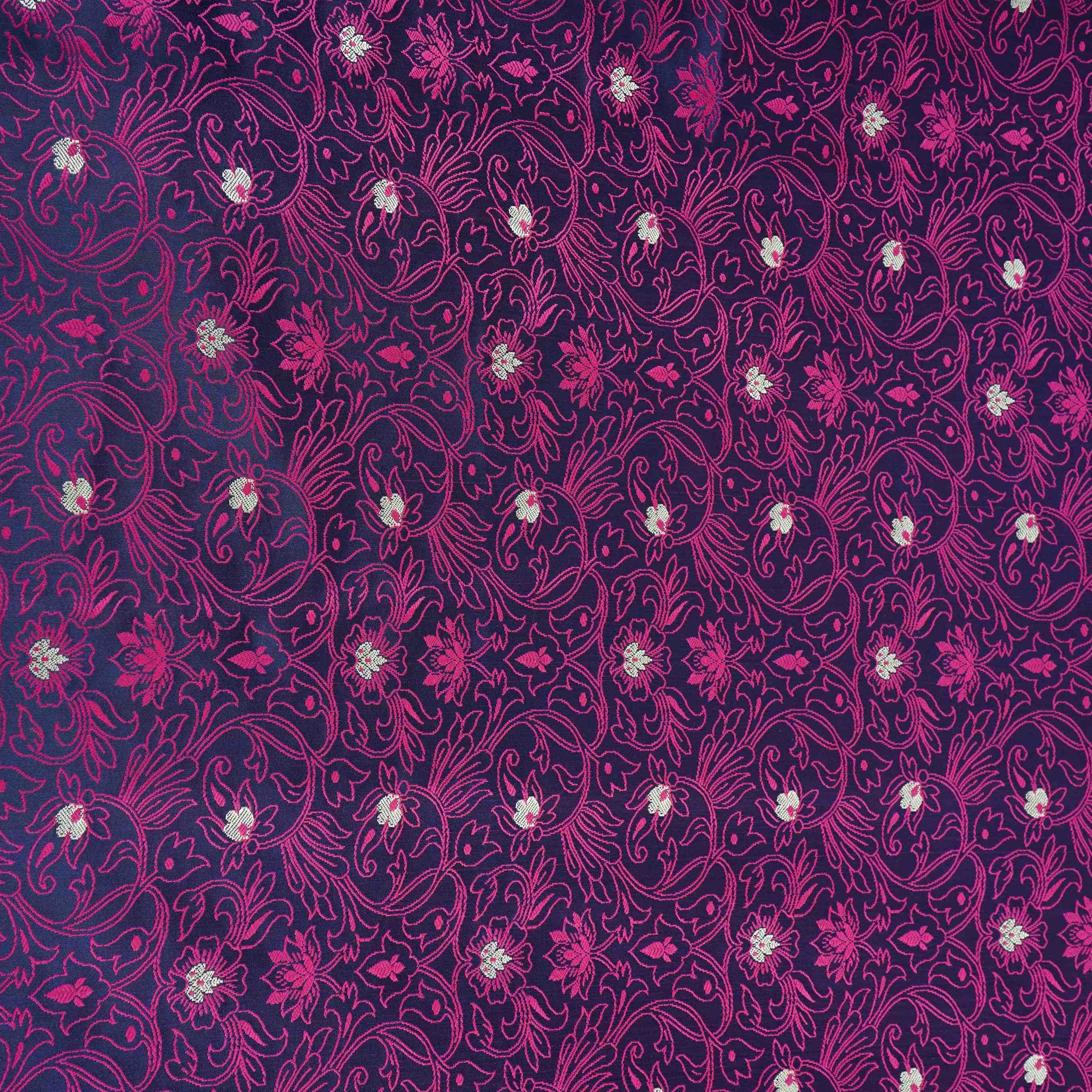 Wine Zari Booti Tanchoi Silk Fabric HMSS-32757