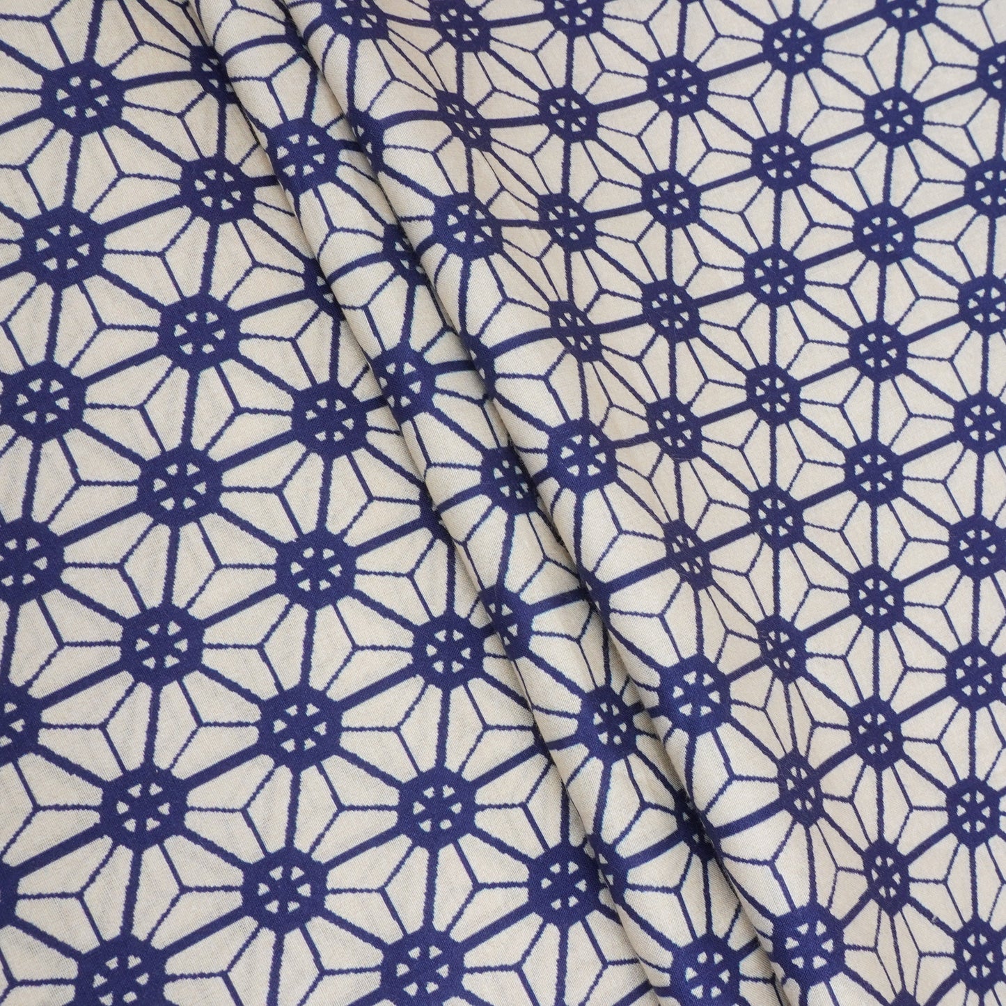 Navy Blue Geometrical Print Cotton Fabric MT-29485