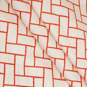 Red Geomatrical Print Cotton Fabric MT-29480 - TradeUNO