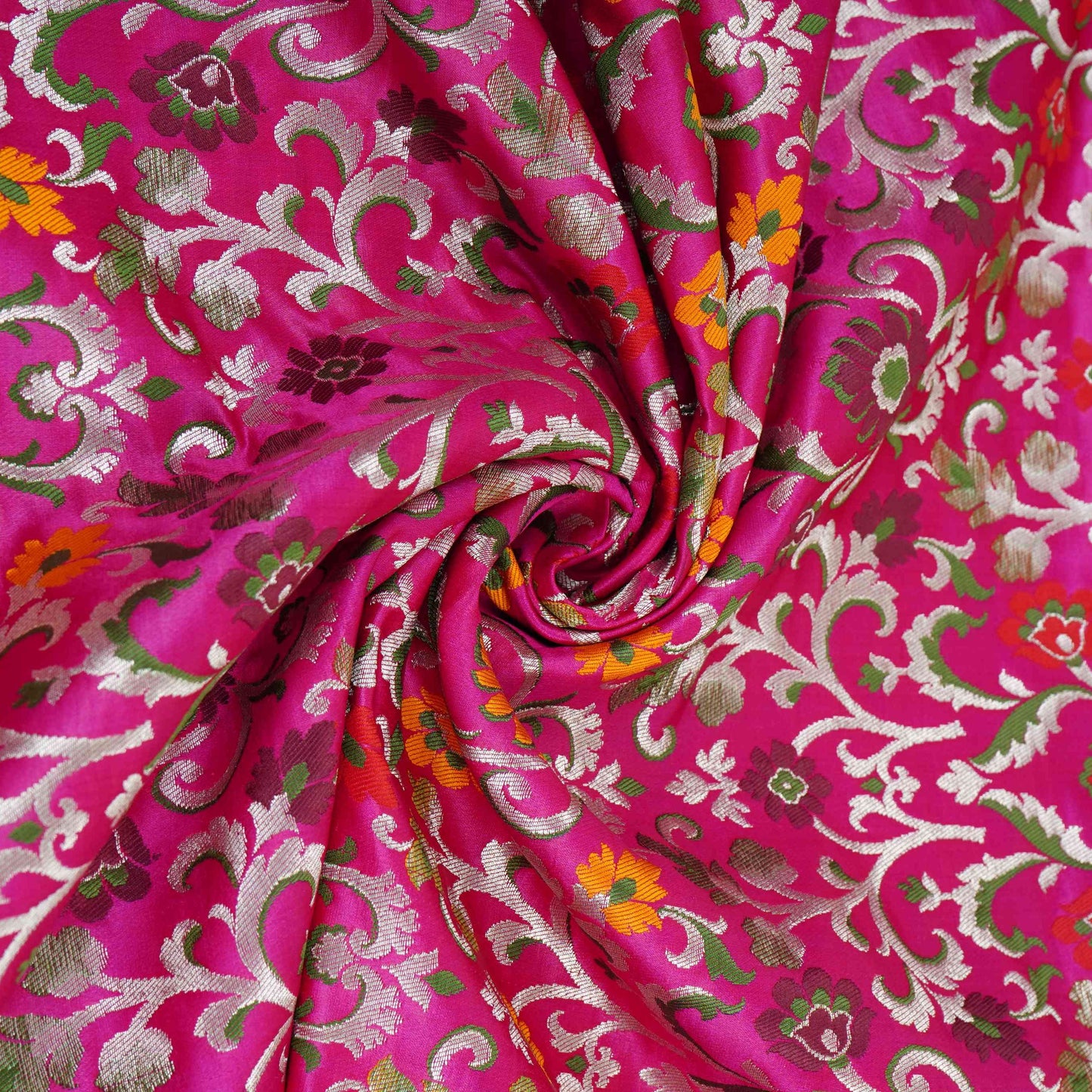 Magenta Pink Kimkhab Brocade Fabric HMSS-32785