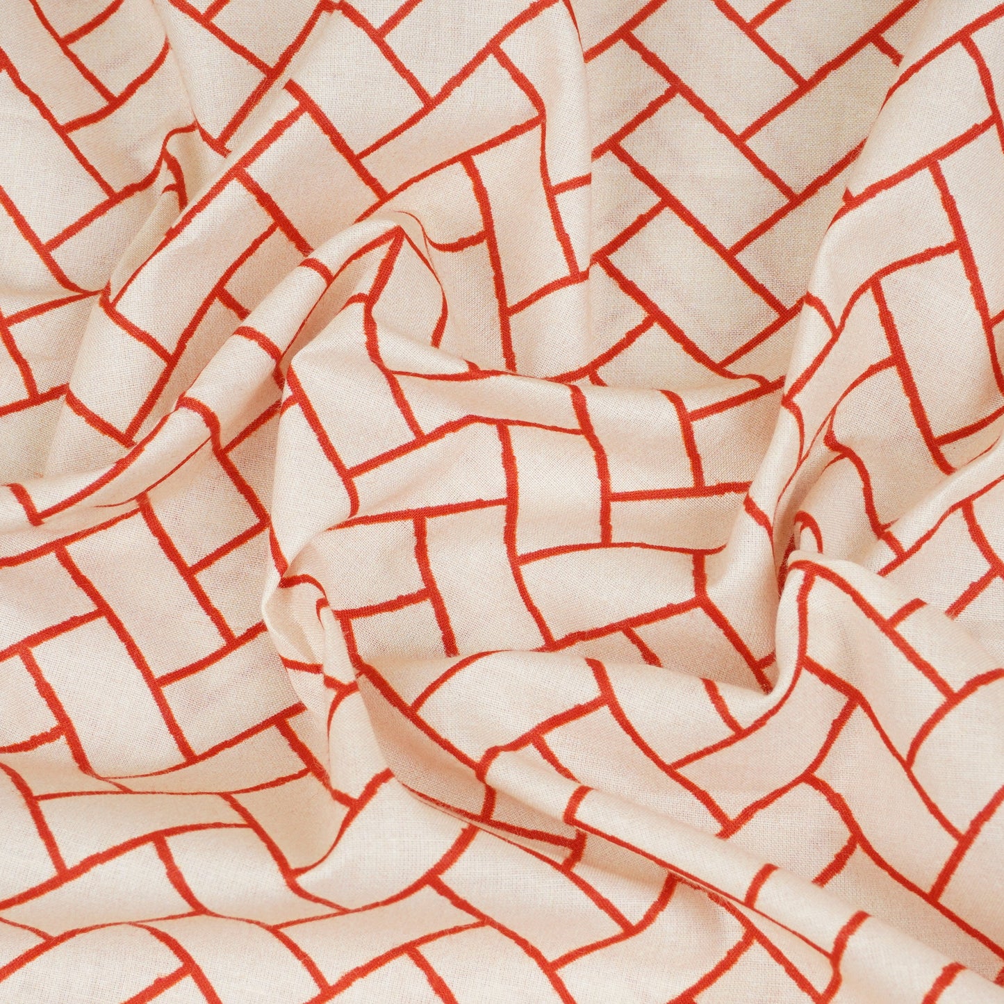 Red Geomatrical Print Cotton Fabric MT-29480