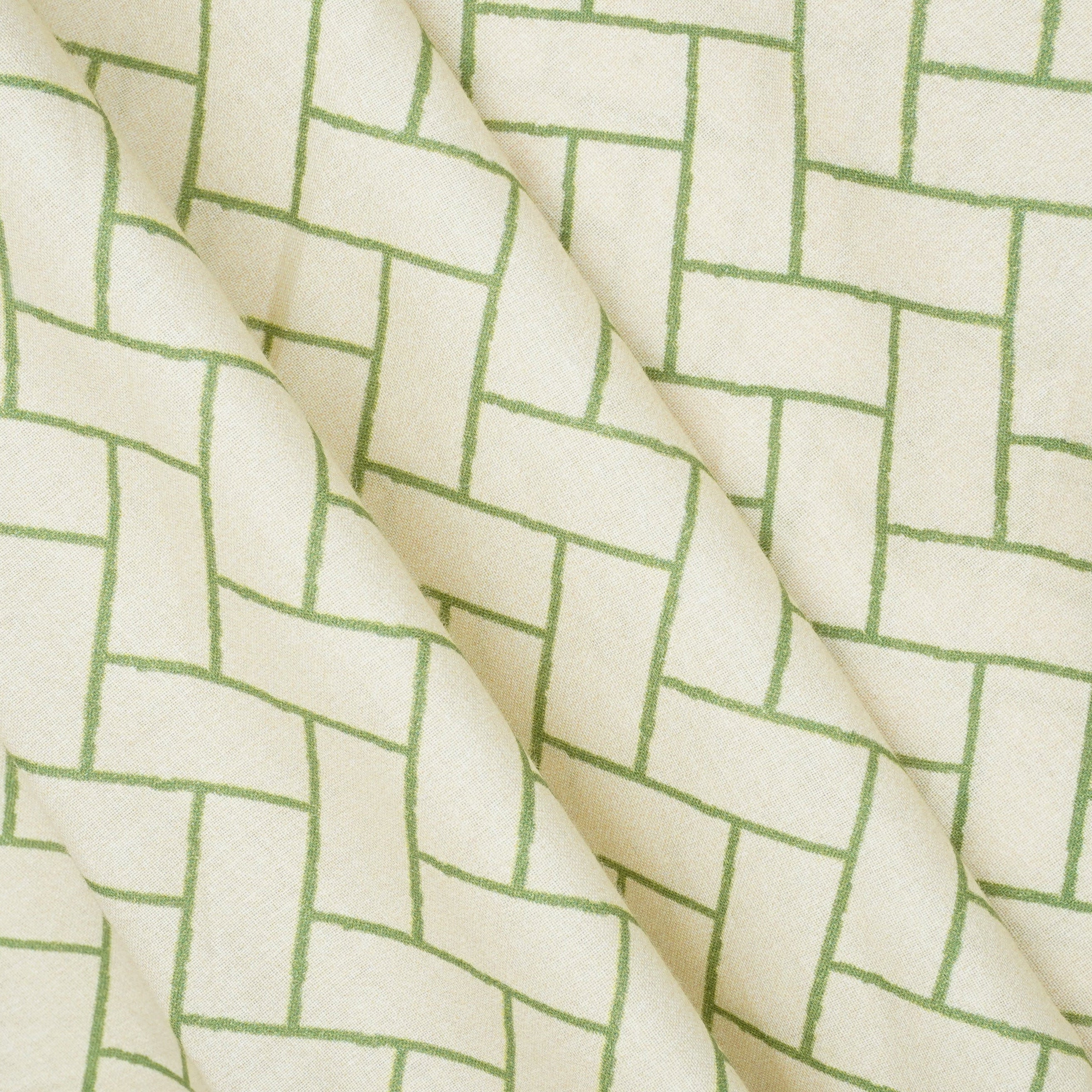 Green Geomatrical Print Cotton Fabric MT-29483 - TradeUNO