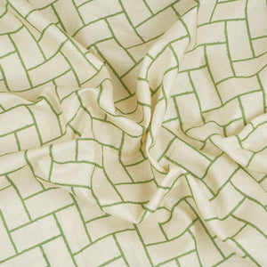 Green Geomatrical Print Cotton Fabric MT-29483 - TradeUNO