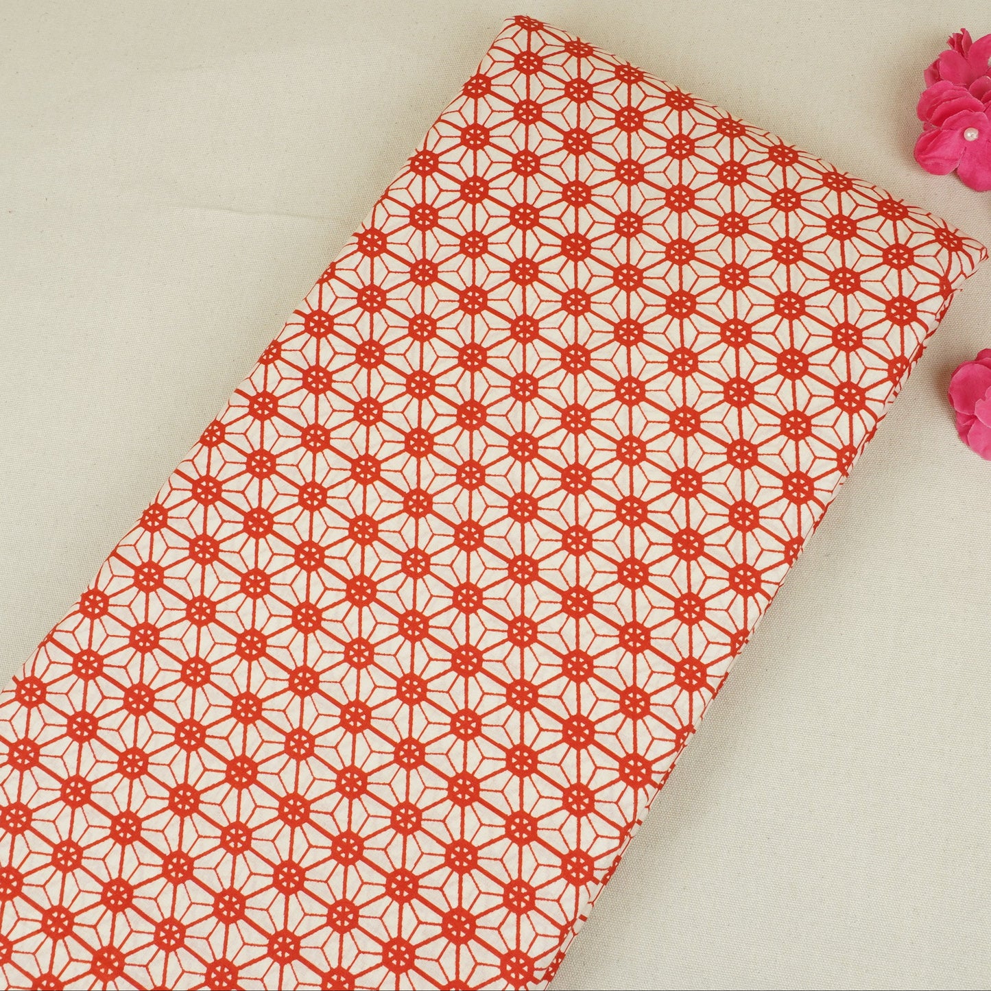 Red Geomatrical Print Cotton Fabric MT-29482