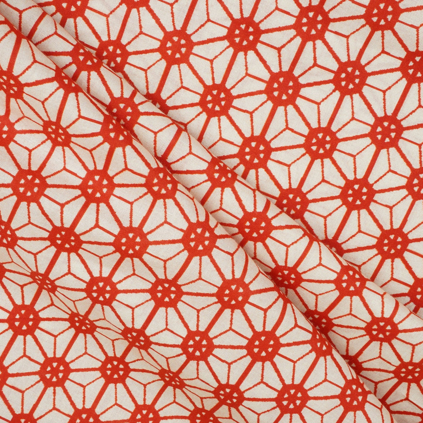 Red Geomatrical Print Cotton Fabric MT-29482
