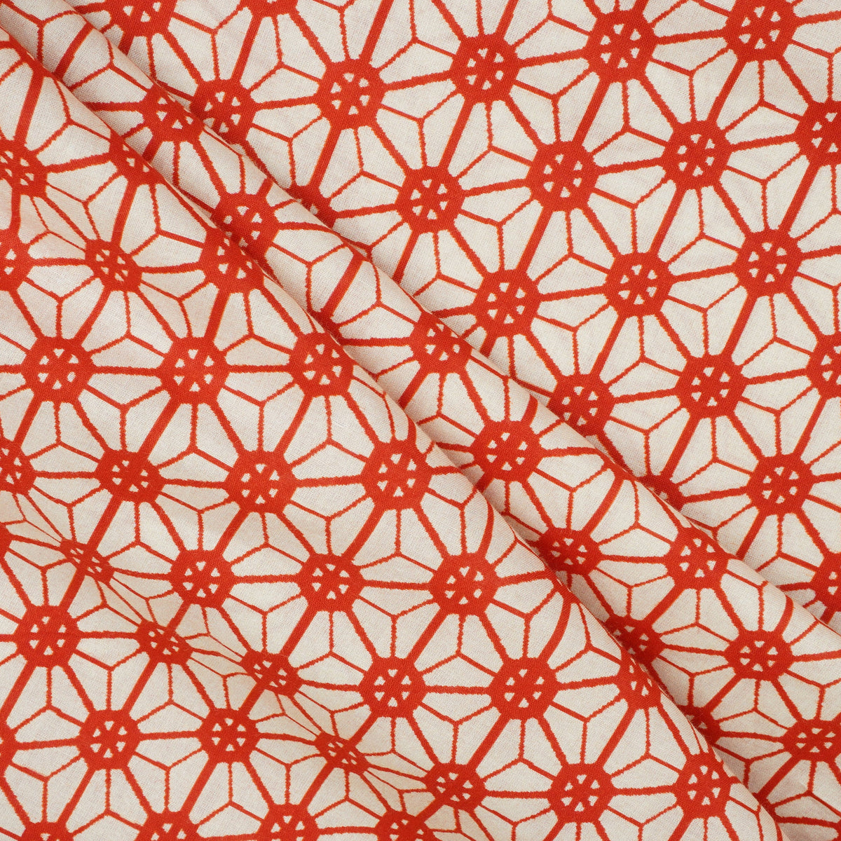 Red Geomatrical Print Cotton Fabric MT-29482 - TradeUNO