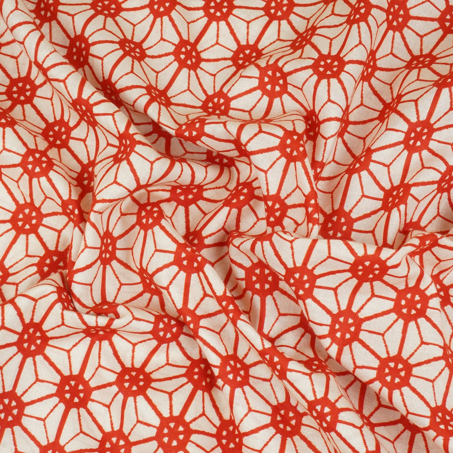 Red Geomatrical Print Cotton Fabric MT-29482