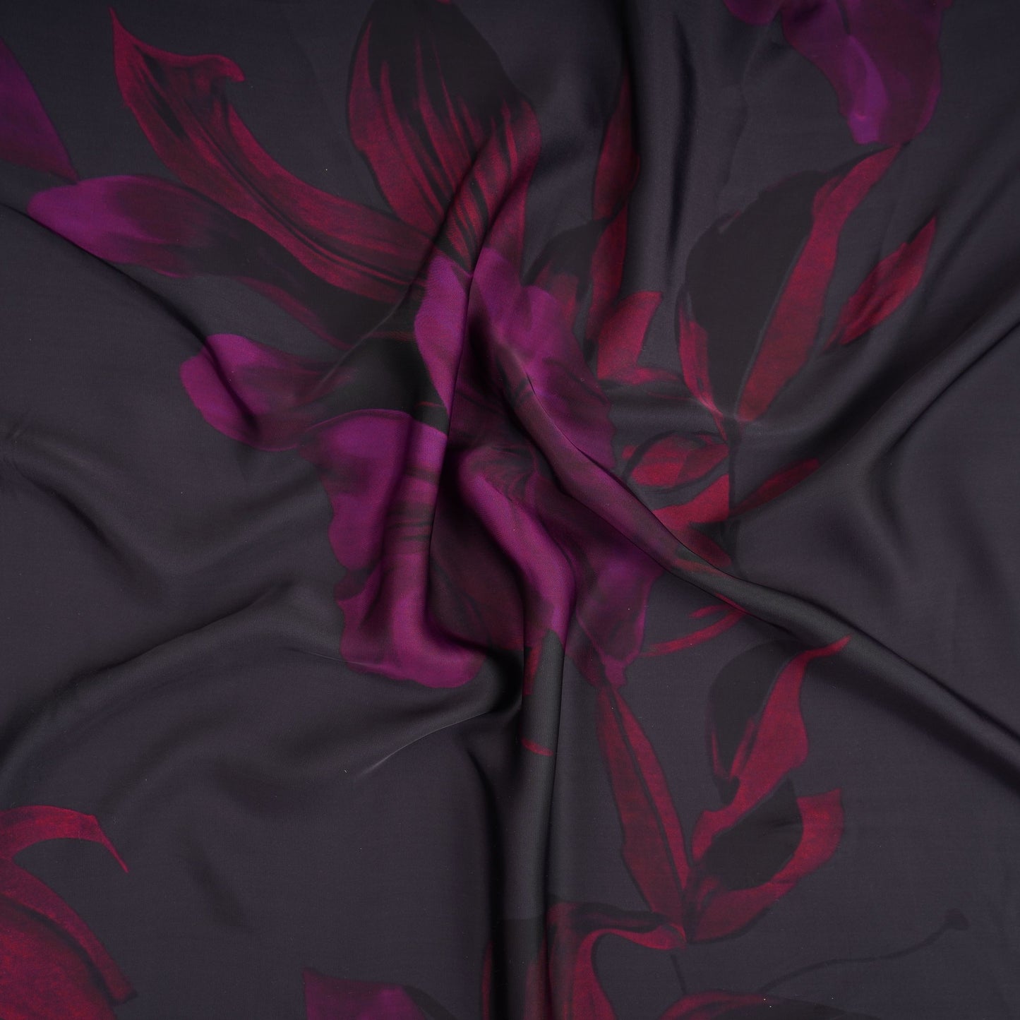 Wine floral print Modal Satin Fabric MTFG-31086