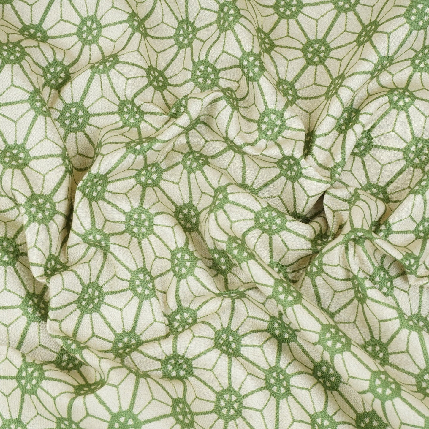 Green Geomatrical Print Cotton Fabric MT-29479