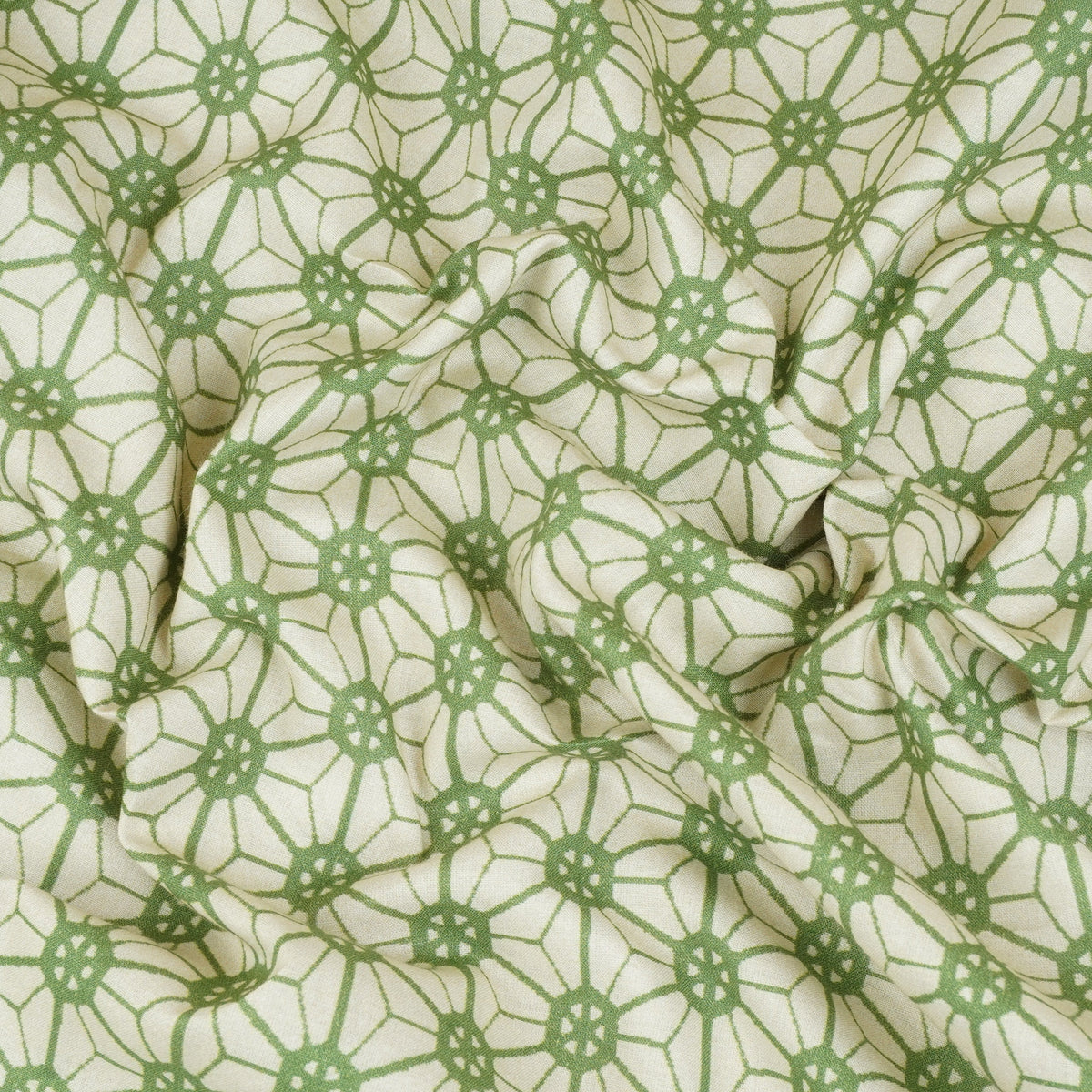 Green Geomatrical Print Cotton Fabric MT-29479 - TradeUNO