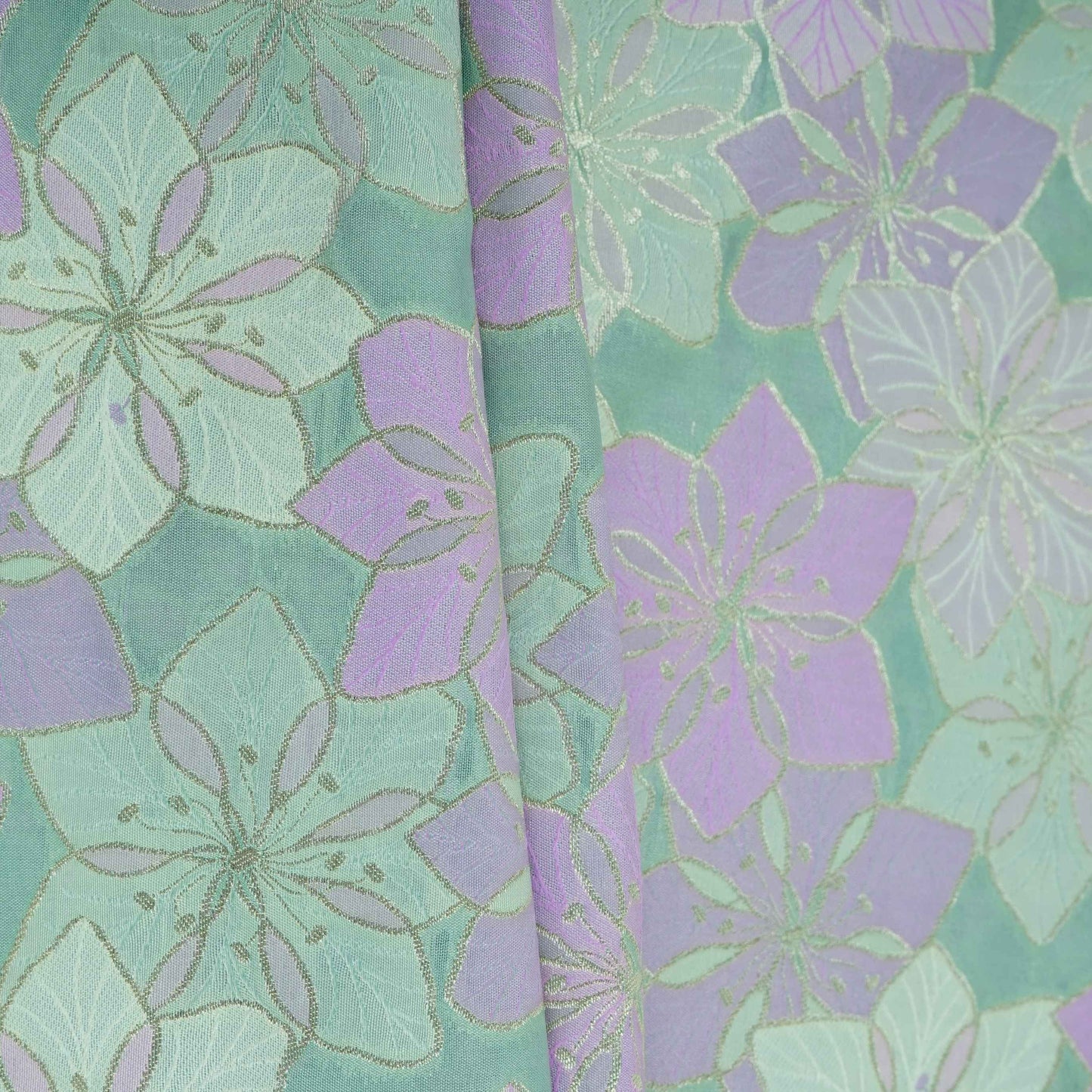 Sage Green Multi Rangkaat Weave Brocade Fabric HMSS-32723