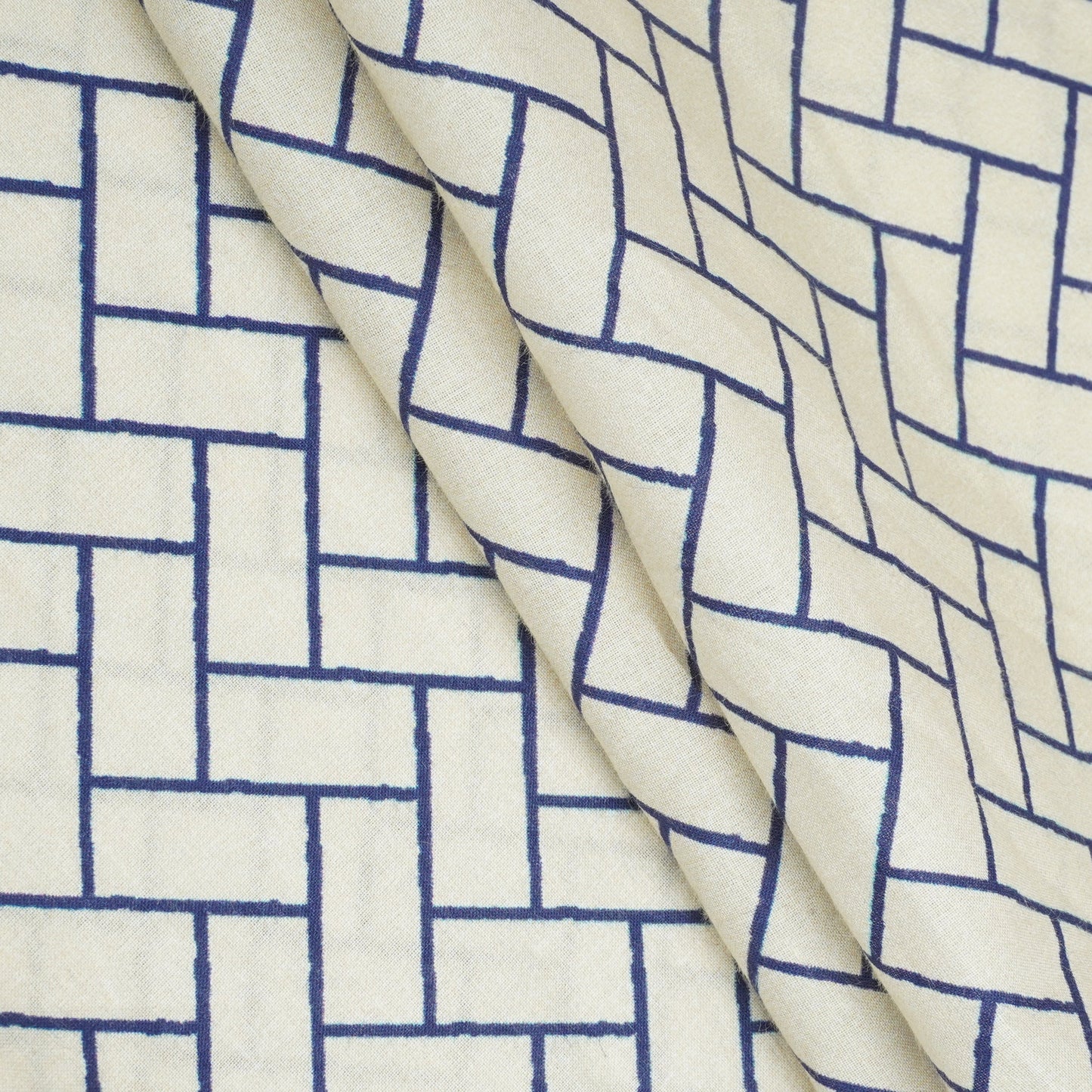 Navy Blue Geomatrical Print Cotton Fabric MT-29481