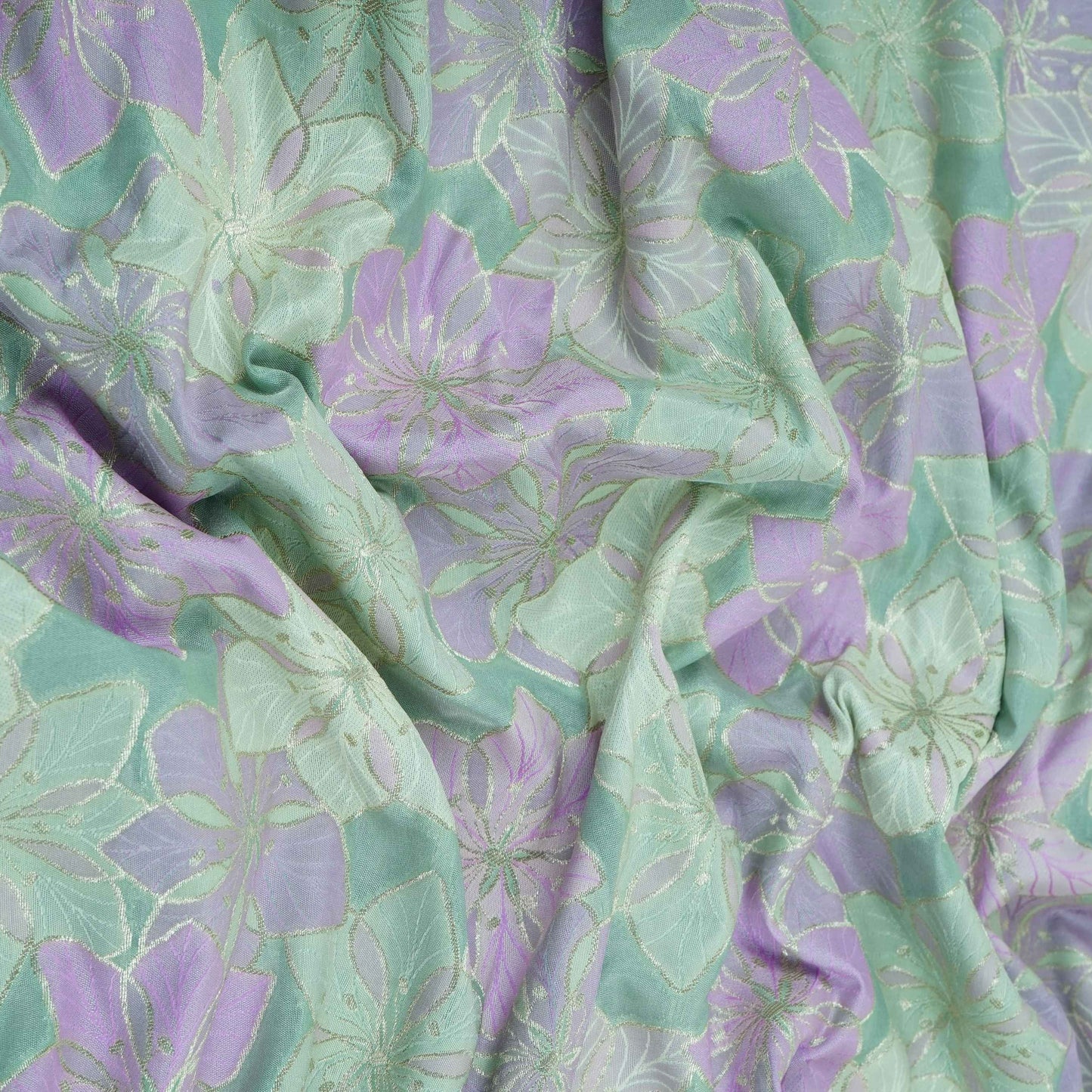 Sage Green Multi Rangkaat Weave Brocade Fabric HMSS-32723
