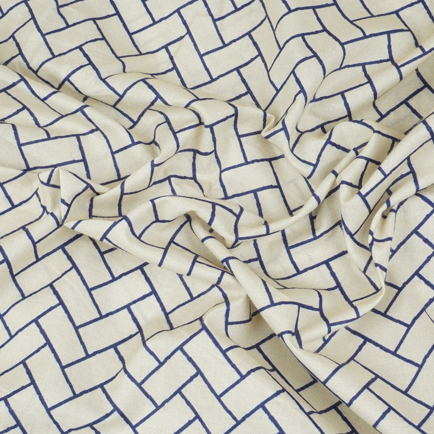 Navy Blue Geomatrical Print Cotton Fabric MT-29481