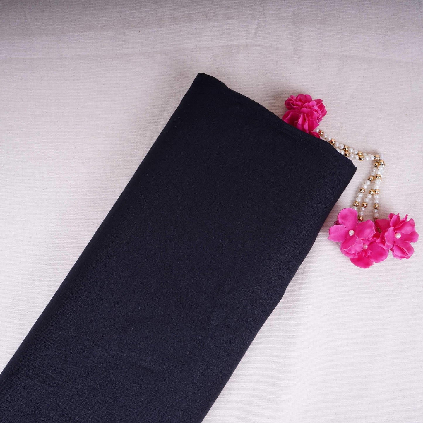 Black Solid Pure Linen Fabric UT-30954