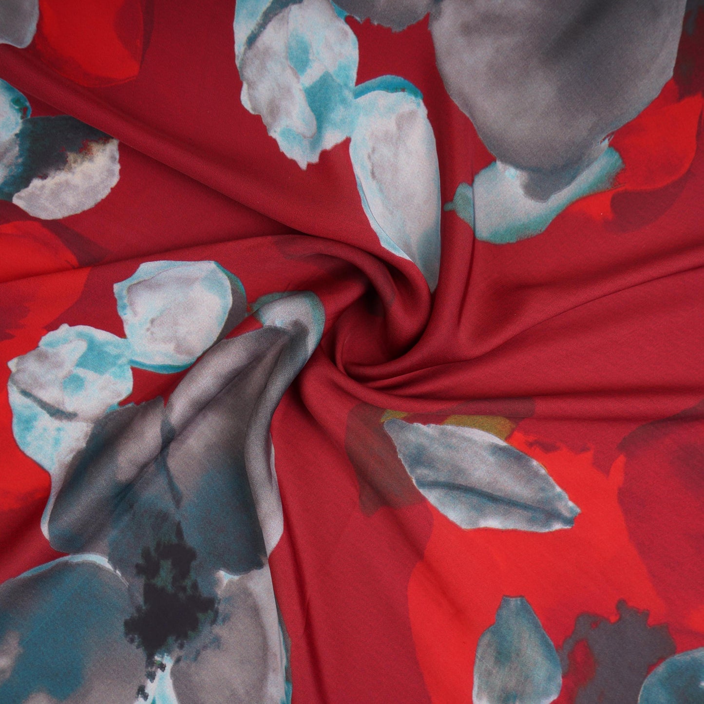 Red floral print Modal Satin Fabric MTFG-31087