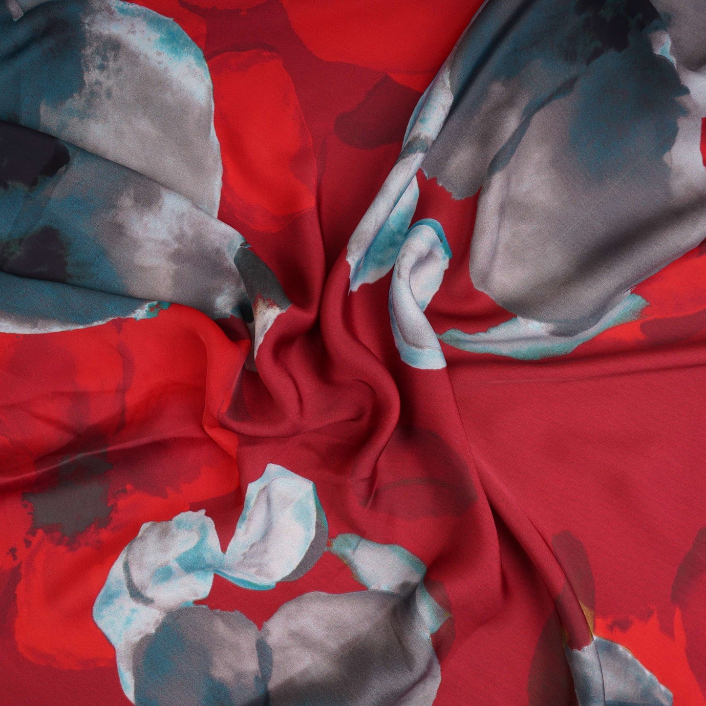 Red floral print Modal Satin Fabric MTFG-31087