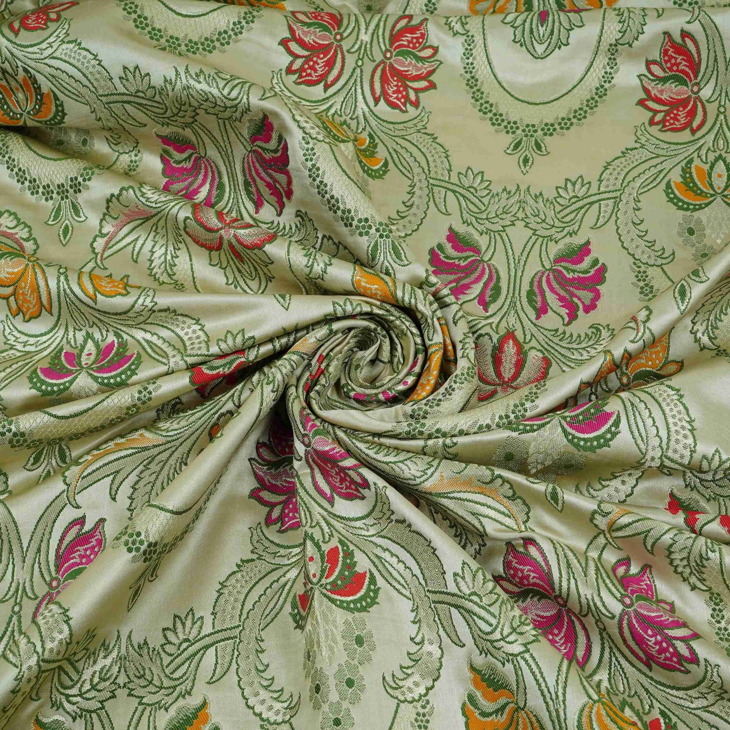 Cream Kimkhab Brocade Fabric HMSS-32789