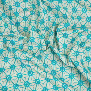 Aqua Blue Geomatrical Print Cotton Fabric MT-29484 - TradeUNO