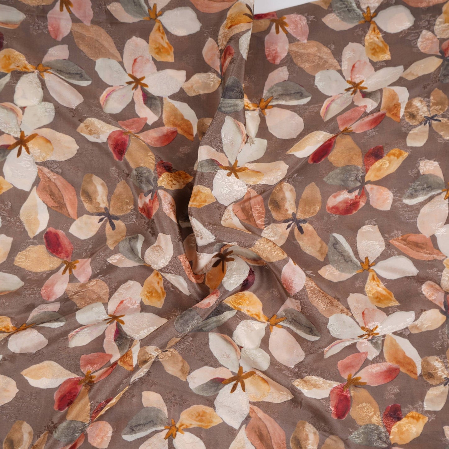 Green floral Jacquard Pure Crepe Fabric MTFG-31102
